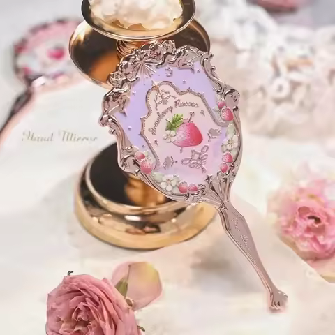 Flower Knows Vanity Mirror Violet Strawberry Rococo Hand Mirror Makeup Mirrors Portable Mirror with 
