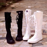 2026 White Korean Version High-Top Casual Inner Heightening Canvas Shoes Zipper Boots Stage Performa