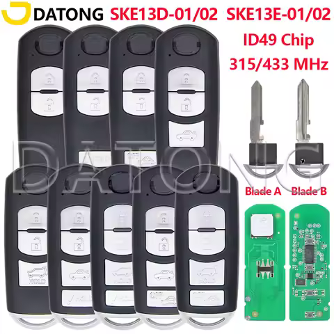Datong ID49 Chip SKE13D-01/02 315MHz SKE13E-01/02 433MHz Car Remote Key Fob For Mazda Atenza 2 CX- 3