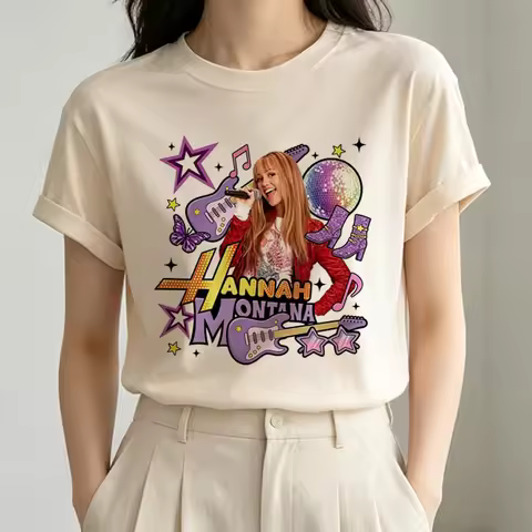 Hannah Montana t shirt girl goth cutecore anime japan summer top tees Psychedelic 2000s japanese dol
