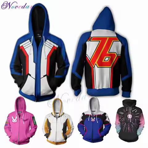 3D Anime Game SOLDIER 76 Jack Morrison Hoodie Sweatshirt Cosplay Costume Women Men Couple Hood Top C