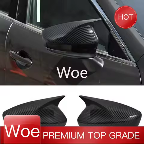 Woe Car Rearview Side Mirror Cover Wing Cap Exterior Door Case Trim Carbon Fiber Look For Mazda 6 At