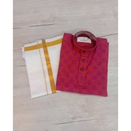 SILK COTTON VESHI (DHOTI) AND COTTON SHIRT FOR KIDS BOYS.