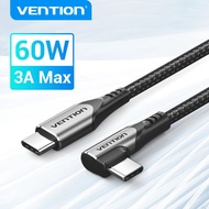 Vention PD 60W USB C Cable 3A C TO C Charging Cable 90 Degree Angle Data Cable USB 2.0 Fast Charging