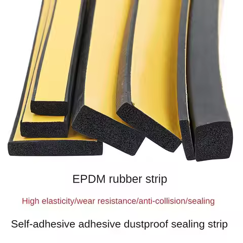 10m Self-adhesive Rubber Foam Sealing Strip EPDM Rubber Dust-proof Waterproof Strip Shock Absorbing 
