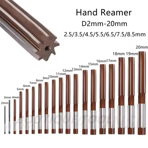 Hand Reamer D2-20mm 2.5/3.5/4.5/5.5/6.5/7.5/8.5mm 5/7/10/17pcs CNC Tool Precision H8 Straight-shank 