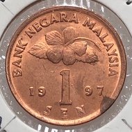 1 Sen 1997 ( UNC ) Malaysia Bunga Raya