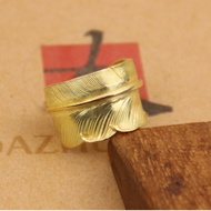 Larry SMITH แหวนขนนกหัวนกอินทรีทอง18K แหวนผู้ชายทองแท้ทำมือทองคำ AU750