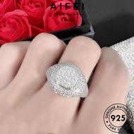 AIFEI JEWELRY Original 純銀戒指 Korean Moissanite 925 Cincin Accessories Adjustable Silver For Ring Sterling Noble Perak Diamond Perempuan Women R1714