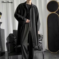 Wrinkle-resistant Men Coat Long-sleeve Light Coat for Men Stylish Lapel Trench Coat for Men Lightwei