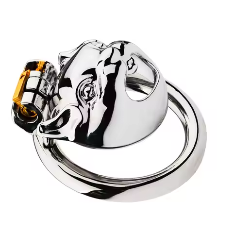 25 Opening Closing Carabiner Chastity Cage Rabbit Stainless Steel Chastity Lock Bondage Cock Cage Ad