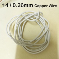 14 / 0.26mm White Automotive Flexible Pure Copper Wire Gauge Cables AWG18 5m