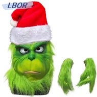 LBOR Grinch , Green Fur Freak Masquerade Grinch Headgear,  Latex Anime Grinch Masque Halloween