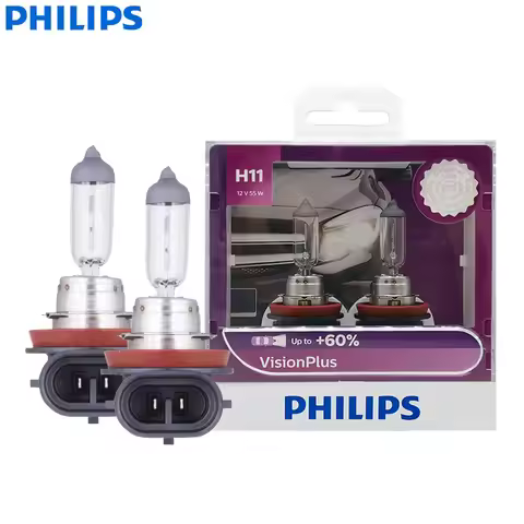 Philips H11 12V 55W PGJ19-2 VisionPlus 3250K Bright Light Up to 60% Vision Halogen Original Car Lamp