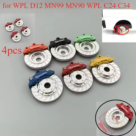 4PCS Metal Brake Disc Caliper Tire Modification for WPL D12 MN99 MN90 WPL C24 C34 RC Car Spare Parts