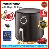 [SIRIM] MAIDRONIC 4.5L Rapid Air Fryer MD-AF002 Extra Large Oil Free Single Pod Non-Stick Teflon Tim