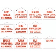 Room signage for rental, home for sale, shop for sale