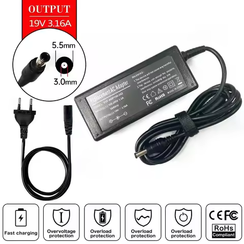 19V 3.15A/3.16A 60W Laptop Ac Adapter Charger for Samsung NC215S NF210 SF310 SF410 SF510 X360 X460 C