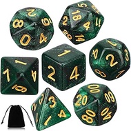 Aoriher 7-Piece Polyhedral Dice Set with Bag Compatible with Dungeons and Dragons Role Playing Game 