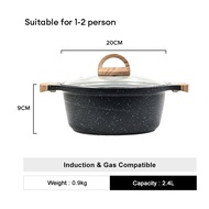 JEETEE Non Stick Casserole with Cover Big Pot for Cooking 20/24/28CM Suitable for Induction and Gas