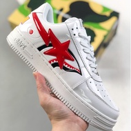 BAPE STA Ortholite Brand White and Red Low-Top Sneakers J4SM X7TP FN5U