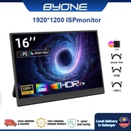 BYONE  16'' HD Portable Gaming Monitor, 100% sRGB, 1200P HDR 16:10aspect ratio with USB-c 3.1 HDMI L