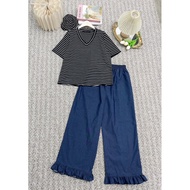 BIGSIZE plaid shirt and down jeans Set (21245)