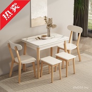 Household Retractable Solid Wood Simple Combination Small Apartment Dining Table Chair Long Dining T
