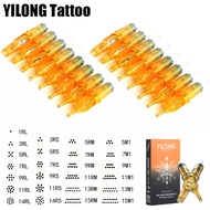 10pcs Tattoo Yellow Dragonfly Tattoo Needle RS/RL/RM/M1 Disposable Silicone Sterilization Tattoo Nee