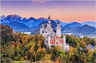 Germany Neuschwanstein Castle Bavarian Alps 1000 Pieces Wooden Jigsaw Puzzles Personalized Photo Puzzle for Adults Friends Picture Puzzle Gifts for Wedding Birthday Valentine's Day Home Decor
