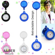 AMBER Doctor/Nurse Retractable Nurse Watch Silicone Doctor Medical Hanging Pocket Watch Gift Clip-on Brooch Pin Quartz Clock Fob Watch/Multicolor