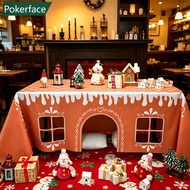 POKERFACE Christmas Gingerbread House Tablecloth Cutout Door & Window Design for Kids Play Hideout H
