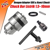 CASTA 1.5–10mm Chuck Bor Listrik 3/8-24UNF Dengan Adaptor SDS Untuk Palu Listrik / Bor Benturan