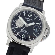 沛納海 Luminor GMT PAM00088 男士腕錶，品牌名稱，日期顯示，自動上鍊機芯，不鏽鋼錶殼，橡膠錶帶，銀色，黑色