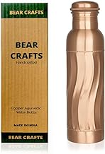 BEAR CRAFTS Ayurvedic Drinking Copper Water Bottle for Sports, Travel, Yoga &amp; Everyday Use, Water Bottle for Gym, Office, Hiking, Outdoor Capacity 32 Oz (Design 6, 32 Oz)