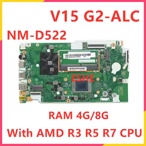 For Lenovo Ideapad V14 V15 G2-ALC Laptop Motherboard NM-D522 With R3 R5 R7 CPU 4G 8G RAM DDR4 5B21B9