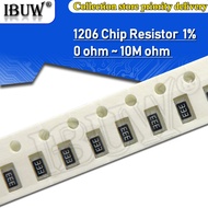 100pcs 1206 1% SMD resistor 0R ~ 10M 1/4W 0 1 10 100 150 330 ohm 1K 2.2K 10K 100K 0R 1R 10R 100R 150