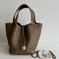 98新🤎 Hermès 愛馬仕 Picotin 22 大象灰銀釦