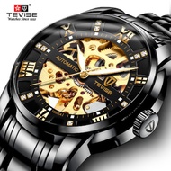 瑞士 TEVISE手表男士手表 时尚机械手表 镂空防水 夜光手表