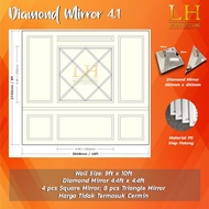 Diamond Mirror 4.0 Pakej DIY Wainscoting Siap Potong Cermin Saiz 45cm x 45cm Diamond Mirror Gold PS 