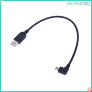 WU 30cm 11 81inch USB to Right Angled Mini USB Data Cord Power Charging Cable Efficient File Transfe