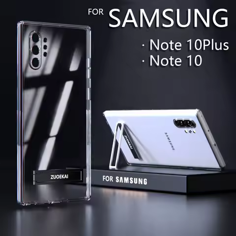 Luxury Transparent Holder Stand Shockproof Clear Case For Samsung Galaxy Note10 Plus Note10Plus Note
