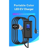 EV PHEV Car Charger Type 2 Portable Charger Color LED Screen 16A 13A 10A 8A 5 Meter 3 pin UK Socket 