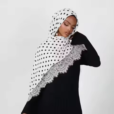 Fashion Printed Cotton Linen Hijab Long Shawls Muslim Lace Printed Headscarf Breathable Women Malays