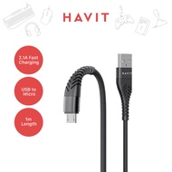 CABLE USB to MICRO USB Fast Charging Cable 2.1A Sync Data Cable 1m Charger Laptop Havit CB706 Powerbank Fast Charging