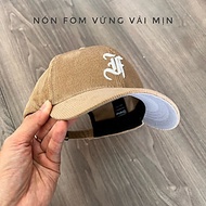 Nón lưỡi trai F chất vải nhung vành cong NGẮN dài 5,5cm màu vàng quai khoá dây Brand One Hat