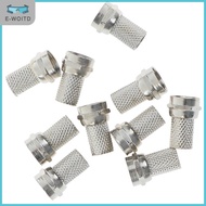 【E-WOITD】 10 ชิ้น หัวต่อสายอากาศทีวี RG6 F-Type Male Twist-On Coax Coaxial Cable RF Connector Adapte