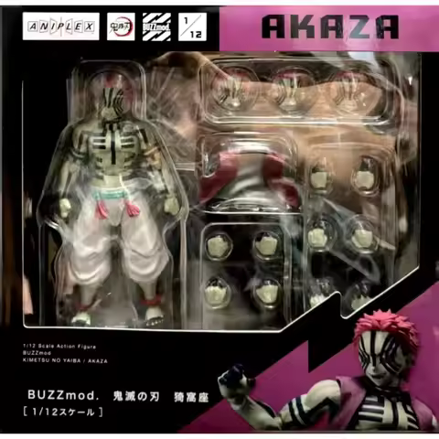 145mm BUZZmod Demon Slayer Akaza Full Painted Movable Figurine Multi-Axis Joint Soft Fabric Outfit I