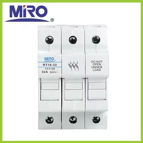 38mmx10mm 3 Poles Fuse Base Fuse Holder RT18-32-3P for 10 x 38 RO15 RS15 AC 690V 32A