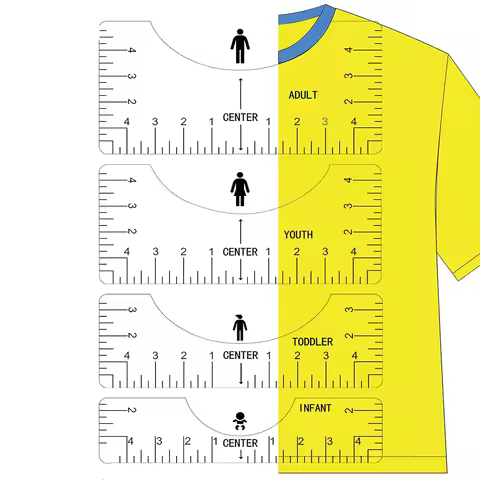 Transparent 4Pcs T-Shirt Ruler Guide Alignment Tool T-Shirt Rulers to Center Design for Adult Youth